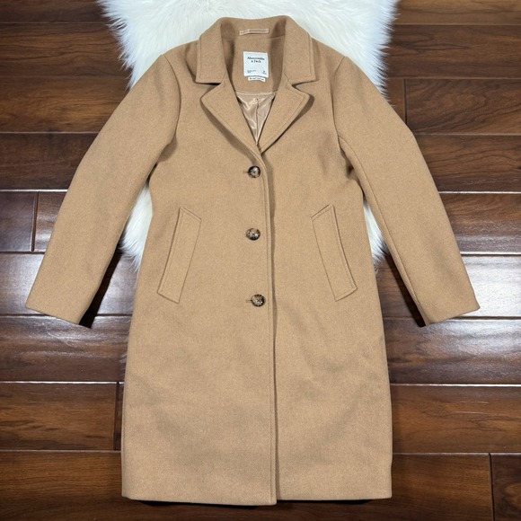 Abercrombie & Fitch Women's Size Small Petite PS Tan Dad Coat Jacket - Picture 1 of 13